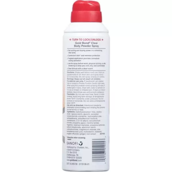 imageGold Bond No Mess Clear Invisible Body Powder Spray 7 oz Absorbs OdorCausing Sweat7 Ounce Pack of 1