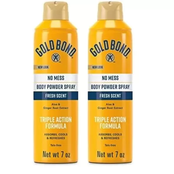 imageGold Bond No Mess TalcFree Body Powder Spray 7 oz Fresh Scent with a Triple Action Formula7 Ounce Pack of 2