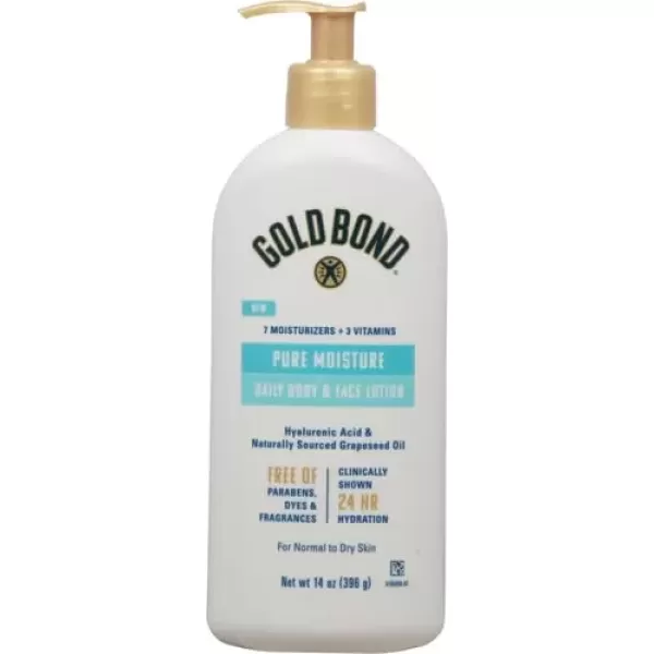 imageGold Bond Pure Moisture Lotion 14 oz Ultralightweight Daily Body ampamp Face Lotion for Dry SkinFragrance Free