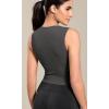 imageODODOS Seamless Square Neck Tank for Women Ribbed Soft Sleeveless Longline Crop TopsCharcoal