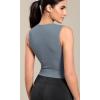 imageODODOS Seamless Square Neck Tank for Women Ribbed Soft Sleeveless Longline Crop TopsDusty Blue
