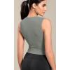 imageODODOS Seamless Square Neck Tank for Women Ribbed Soft Sleeveless Longline Crop TopsGreen Milieu
