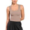imageODODOS Seamless Square Neck Tank for Women Ribbed Soft Sleeveless Longline Crop TopsSphinx