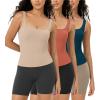 imageODODOS 3Pack Seamless Square Neck Crop Tank for Women Ribbed Knit Soft Low Back Cropped TopsBeigecoralteal