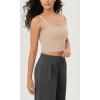 imageODODOS 3Pack Seamless Square Neck Crop Tank for Women Ribbed Knit Soft Low Back Cropped TopsBeigecoralteal