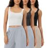 imageODODOS 3Pack Seamless Square Neck Crop Tank for Women Ribbed Knit Soft Low Back Cropped TopsBlackwhitecharcoal