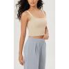 imageODODOS 3Pack Seamless Square Neck Crop Tank for Women Ribbed Knit Soft Low Back Cropped TopsBrunetteoatmealtaupe