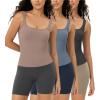 imageODODOS 3Pack Seamless Square Neck Crop Tank for Women Ribbed Knit Soft Low Back Cropped TopsCharcoaldusty Bluebark