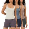 imageODODOS 3Pack Seamless Square Neck Crop Tank for Women Ribbed Knit Soft Low Back Cropped TopsIvorydusty Bluesphinx