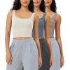 imageODODOS 3Pack Seamless Square Neck Crop Tank for Women Ribbed Knit Soft Low Back Cropped TopsIvorydusty Bluesphinx