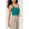 imageODODOS 3Pack Seamless Square Neck Crop Tank for Women Ribbed Knit Soft Low Back Cropped TopsPhloxsea Greenlapis