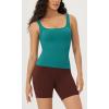imageODODOS 3Pack Seamless Square Neck Crop Tank for Women Ribbed Knit Soft Low Back Cropped TopsPhloxsea Greenlapis