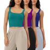 imageODODOS 3Pack Seamless Square Neck Crop Tank for Women Ribbed Knit Soft Low Back Cropped TopsPhloxsea Greenlapis