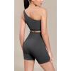 imageODODOS Seamless Biker Shorts for Women 5quot Inseam Ribbed High Waisted Running Yoga ShortsCharcoal