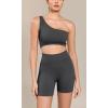 imageODODOS Seamless Biker Shorts for Women 5quot Inseam Ribbed High Waisted Running Yoga ShortsCharcoal
