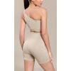 imageODODOS Seamless Biker Shorts for Women 5quot Inseam Ribbed High Waisted Running Yoga ShortsCloud Cream