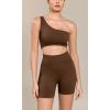 imageODODOS Seamless Biker Shorts for Women 5quot Inseam Ribbed High Waisted Running Yoga ShortsDark Brown