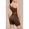 imageODODOS Seamless Biker Shorts for Women 5quot Inseam Ribbed High Waisted Running Yoga ShortsDark Brown