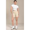 imageODODOS Seamless Biker Shorts for Women 5quot Inseam Ribbed High Waisted Running Yoga ShortsIvory