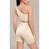 imageODODOS Seamless Biker Shorts for Women 5quot Inseam Ribbed High Waisted Running Yoga ShortsIvory