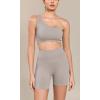 imageODODOS Seamless Biker Shorts for Women 5quot Inseam Ribbed High Waisted Running Yoga ShortsKhaki