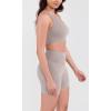 imageODODOS Seamless Biker Shorts for Women 5quot Inseam Ribbed High Waisted Running Yoga ShortsKhaki