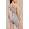 imageODODOS Seamless Biker Shorts for Women 5quot Inseam Ribbed High Waisted Running Yoga ShortsKhaki