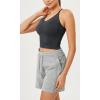 imageODODOS Seamless Padded Sports Bra for Women CrissCross Back Longline Wirefree Brami Ribbed Crop Tank TopsBlack