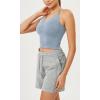 imageODODOS Seamless Padded Sports Bra for Women CrissCross Back Longline Wirefree Brami Ribbed Crop Tank TopsCoastline