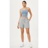 imageODODOS Seamless Padded Sports Bra for Women CrissCross Back Longline Wirefree Brami Ribbed Crop Tank TopsCoastline