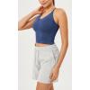 imageODODOS Seamless Padded Sports Bra for Women CrissCross Back Longline Wirefree Brami Ribbed Crop Tank TopsCobalt Blue
