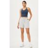 imageODODOS Seamless Padded Sports Bra for Women CrissCross Back Longline Wirefree Brami Ribbed Crop Tank TopsDenim Blue