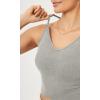 imageODODOS Seamless Padded Sports Bra for Women CrissCross Back Longline Wirefree Brami Ribbed Crop Tank TopsGrey