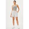 imageODODOS Seamless Padded Sports Bra for Women CrissCross Back Longline Wirefree Brami Ribbed Crop Tank TopsGrey