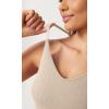 imageODODOS Seamless Padded Sports Bra for Women CrissCross Back Longline Wirefree Brami Ribbed Crop Tank TopsOyster White