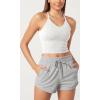 imageODODOS Seamless Padded Sports Bra for Women CrissCross Back Longline Wirefree Brami Ribbed Crop Tank TopsWhite
