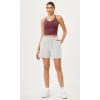 imageODODOS Seamless Padded Sports Bra for Women CrissCross Back Longline Wirefree Brami Ribbed Crop Tank TopsWine