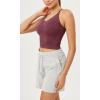imageODODOS Seamless Padded Sports Bra for Women CrissCross Back Longline Wirefree Brami Ribbed Crop Tank TopsWine