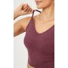 imageODODOS Seamless Padded Sports Bra for Women CrissCross Back Longline Wirefree Brami Ribbed Crop Tank TopsWine