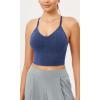 imageODODOS Seamless Padded Sports Bra for Women Strappy Longline Wirefree Brami Ribbed Crop Tank TopsCobalt Blue