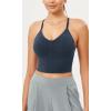 imageODODOS Seamless Padded Sports Bra for Women Strappy Longline Wirefree Brami Ribbed Crop Tank TopsNavy