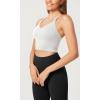 imageODODOS Seamless Padded Sports Bra for Women Strappy Longline Wirefree Brami Ribbed Crop Tank TopsWhite