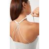 imageODODOS Seamless Padded Sports Bra for Women Strappy Longline Wirefree Brami Ribbed Crop Tank TopsWhite