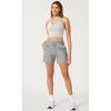 imageODODOS Seamless Padded Sports Bra for Women Strappy Longline Wirefree Brami Ribbed Crop Tank TopsWhite