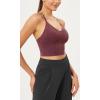 imageODODOS Seamless Padded Sports Bra for Women Strappy Longline Wirefree Brami Ribbed Crop Tank TopsWine
