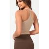 imageODODOS Seamless Sweetheart Neck Crop Tank for Women Ribbed Strappy Racerback Cropped Cami TopsBeige