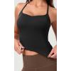 imageODODOS Seamless Sweetheart Neck Crop Tank for Women Ribbed Strappy Racerback Cropped Cami TopsBlack