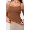 imageODODOS Seamless Sweetheart Neck Crop Tank for Women Ribbed Strappy Racerback Cropped Cami TopsClay