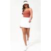 imageODODOS Seamless Sweetheart Neck Crop Tank for Women Ribbed Strappy Racerback Cropped Cami TopsCoral