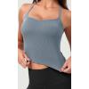 imageODODOS Seamless Sweetheart Neck Crop Tank for Women Ribbed Strappy Racerback Cropped Cami TopsDusty Blue